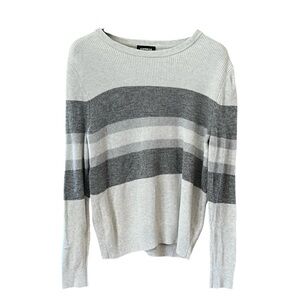 Express Women's Long Sleeved Sweater in Gray and White Stripes Size Large